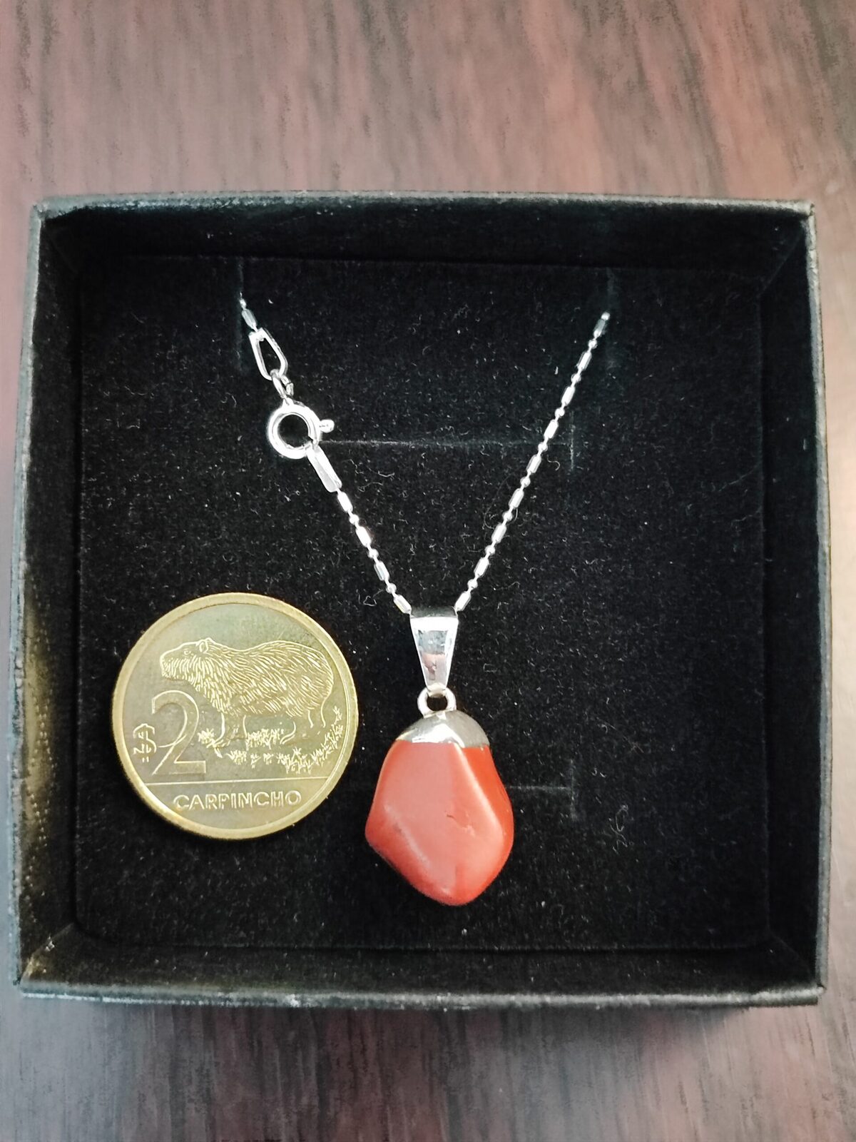 Cadena de plata 925 con piedra Jaspe Rojo