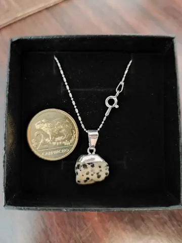 Cadena de plata 925 con piedra Jaspe dálmata