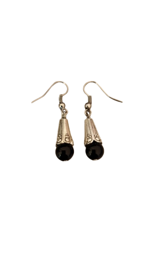 Caravanas colgante de obsidiana negra