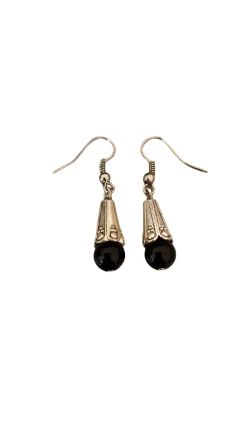 Caravanas colgante de obsidiana negra