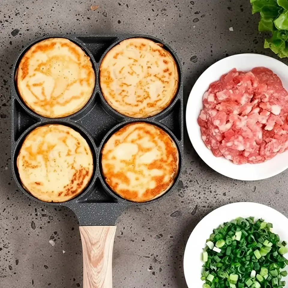 Sartén de aluminio con 4 divisiones con mango desmontable