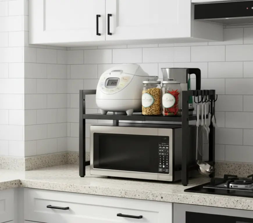 Estante Microondas Rack Organizador De Metal Y Ajustable