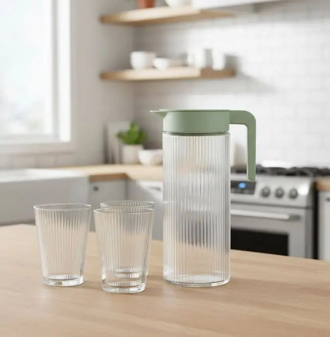 Jarra de vidro 1,2L + 4 vasos