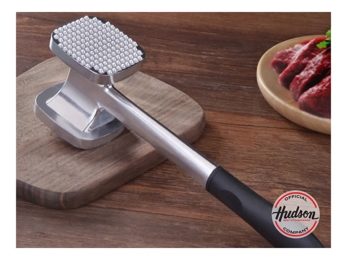 Mazo Martillo Bate Ablandador Bife Carne Acero Hudson Color Plata