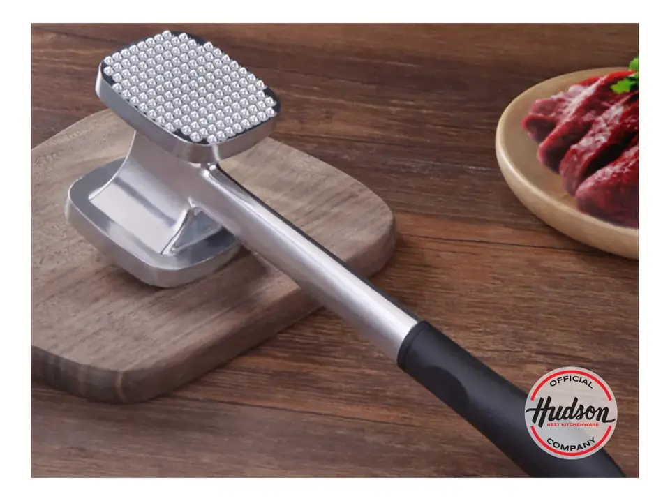 Mazo Martillo Bate Ablandador Bife Carne Acero Hudson Color Plata