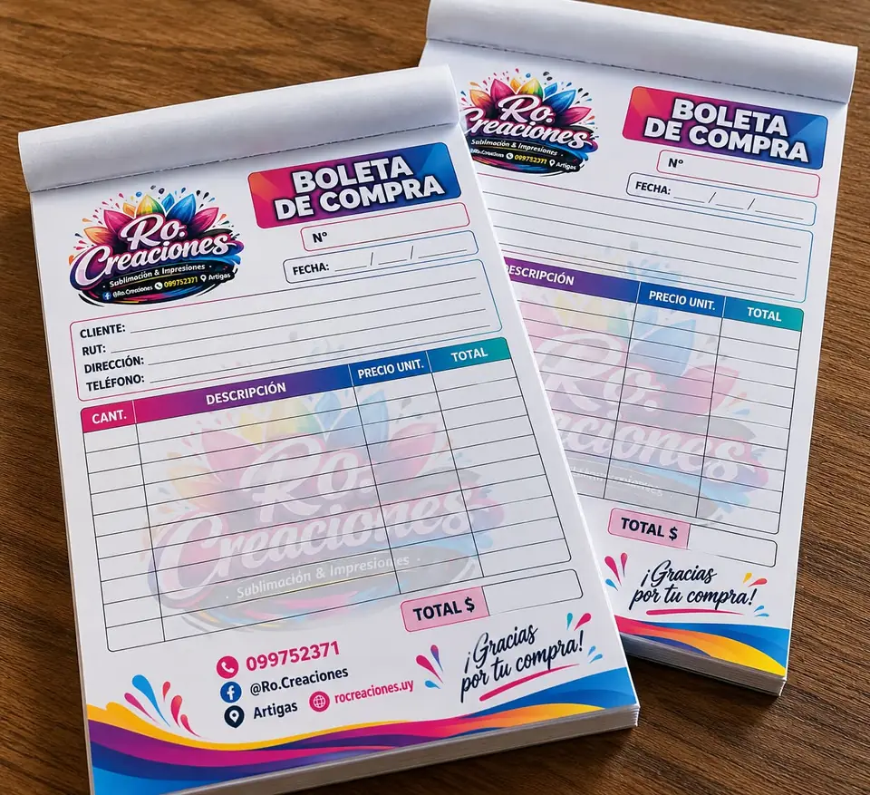 BOLETAS DE COMPRAS PERSONALIZADAS