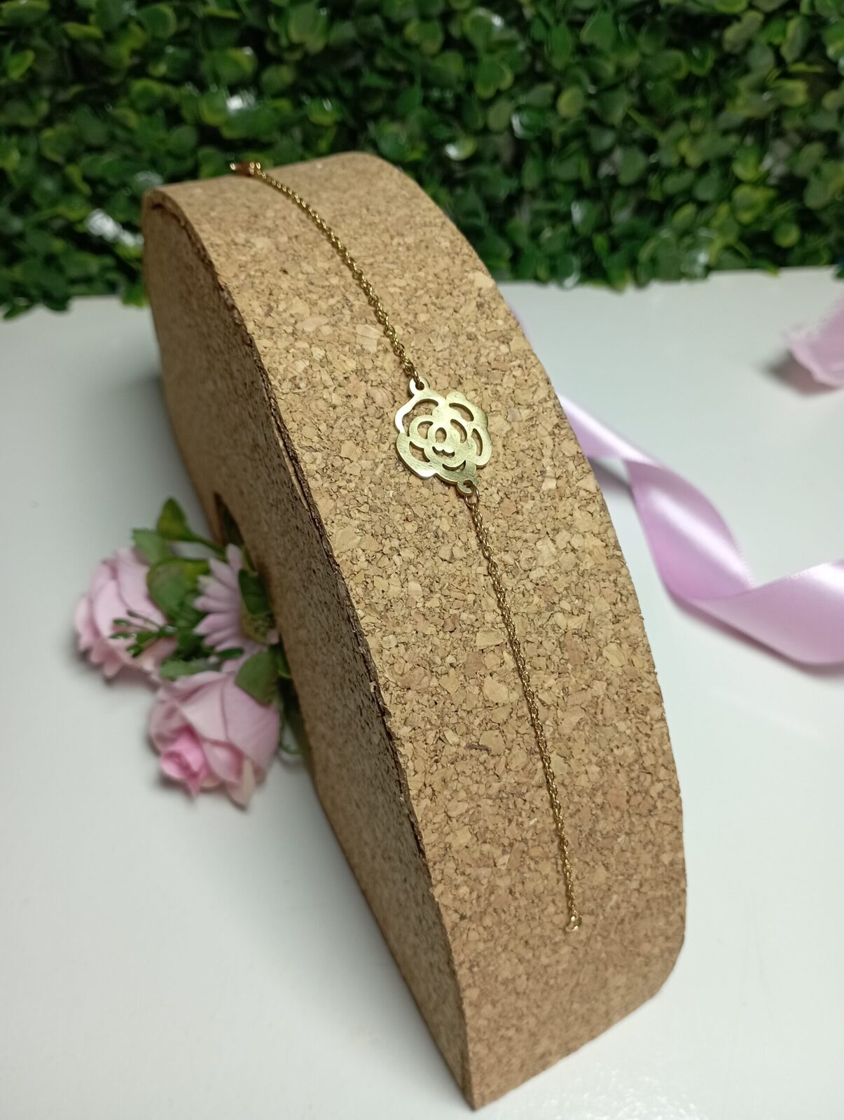 Pulsera de Acero Quirúrgico con Rosa 🌹✨