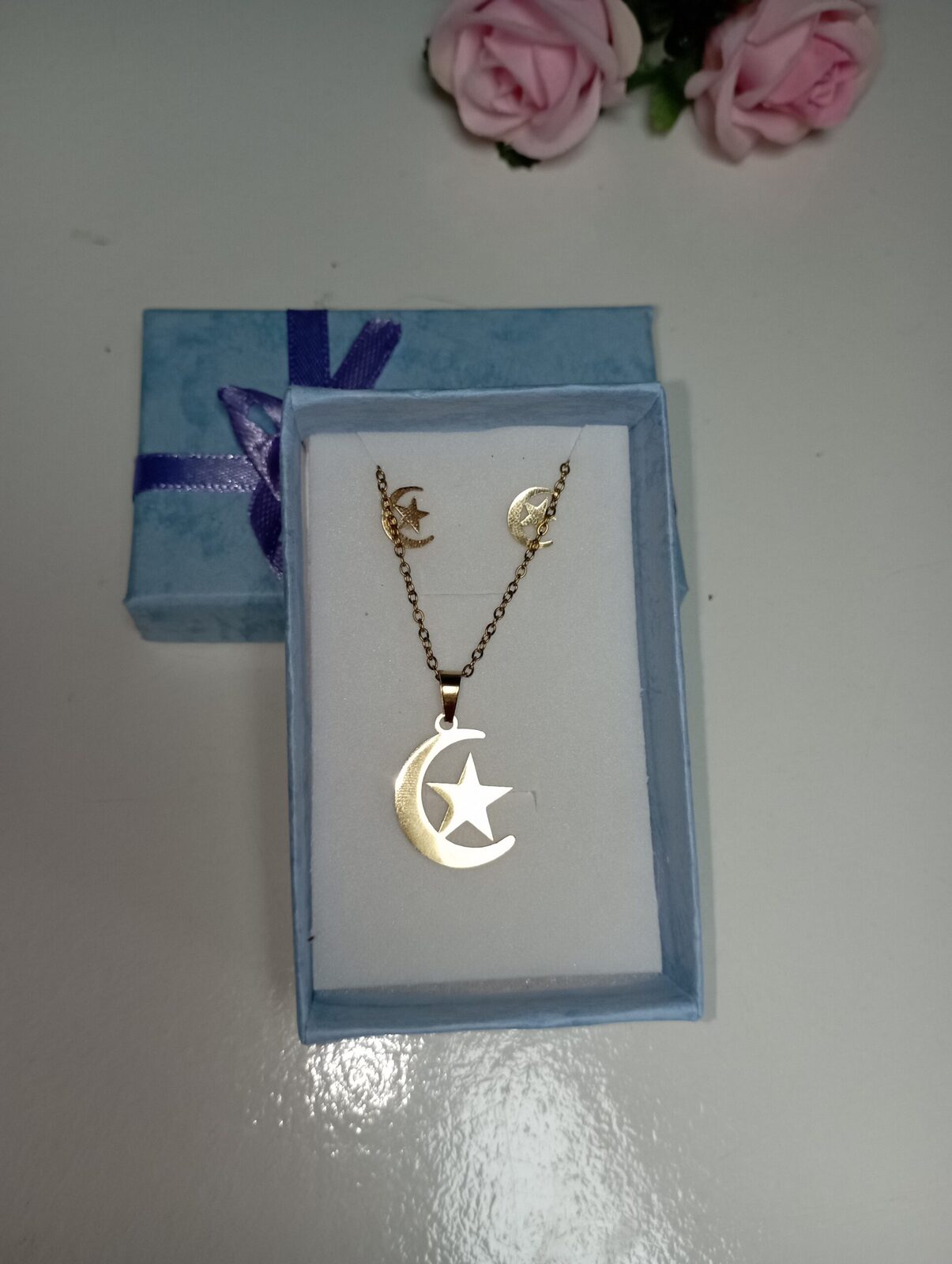 Conjunto en Acero Quirúrgico – Luna y Estrella