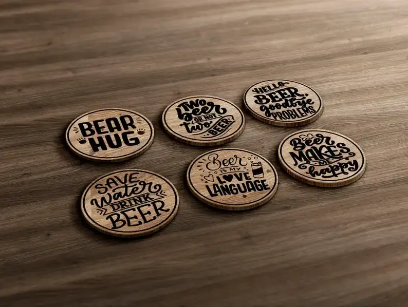 Posavasos con frases de cerveza, 20 diseños a elección