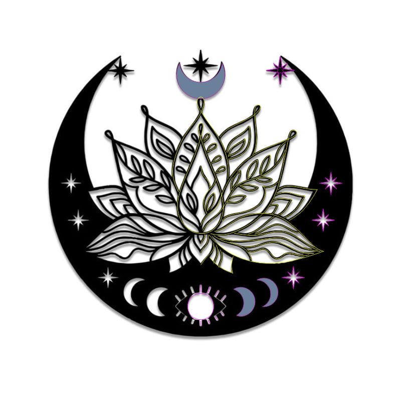 Cuadro decorativo Mandala con flor y luna