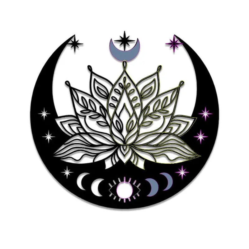 Cuadro decorativo Mandala con flor y luna