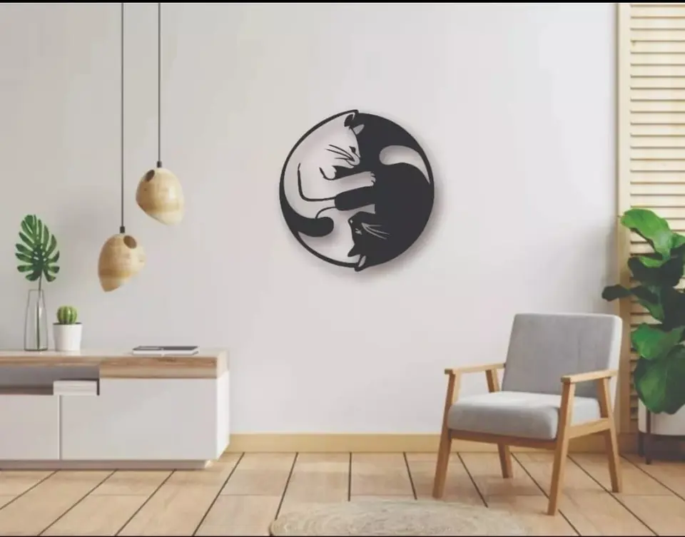 Cuadro decorativo gatos en ying y yang