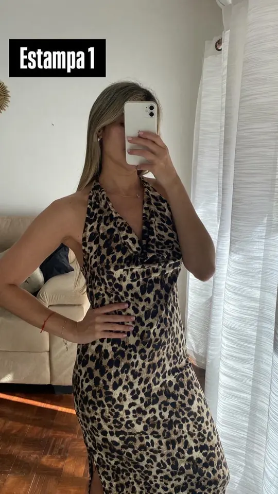 Vestido print con cuello caído