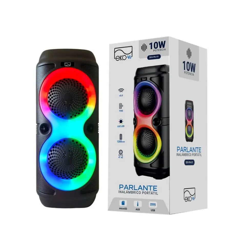Parlante Bluetooth EKV-PA-01 10W 2 x 4" 1200 mAh Negro EKO-Vi