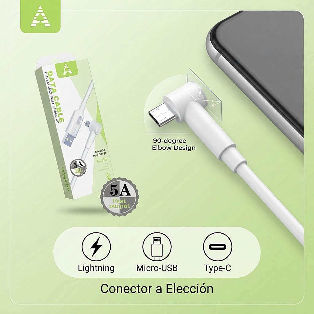 Cable Reforzado en L - USB a Conector a Elección