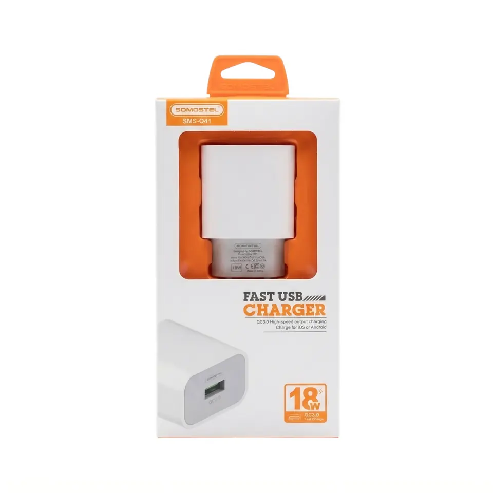 Ficha Cargador USB QC3.0 18W Somostel (SMS-Q41)