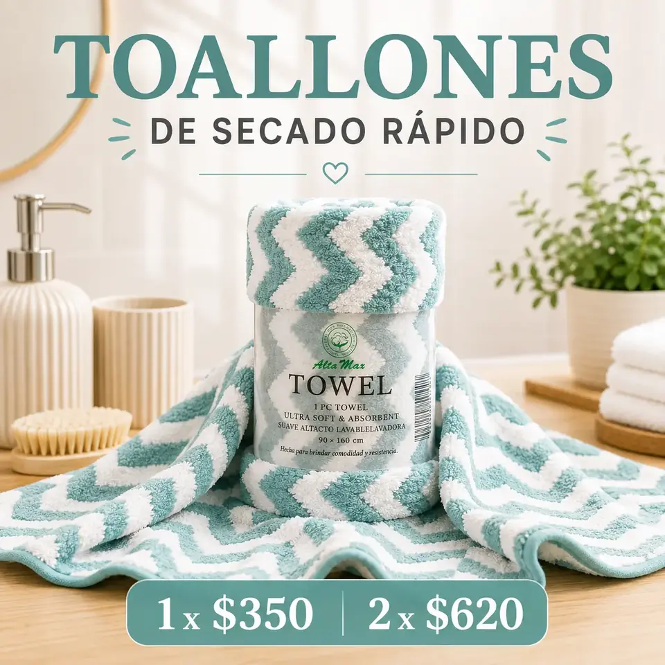 Pack: 2 Toallones de microfibra secado rápido Modelo zigzag