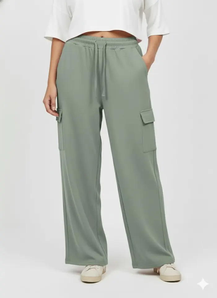 Pantalón Cargo Lino–Rayón – Verde Salvia - Talle M