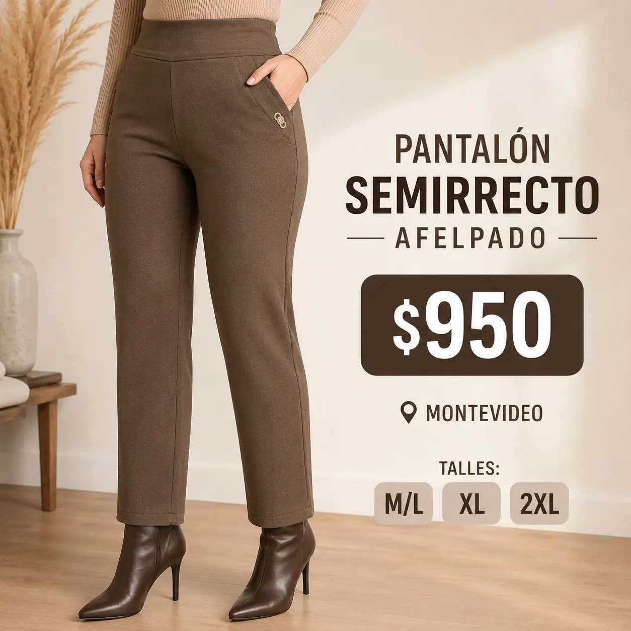 Pantalón semi recto afelpado