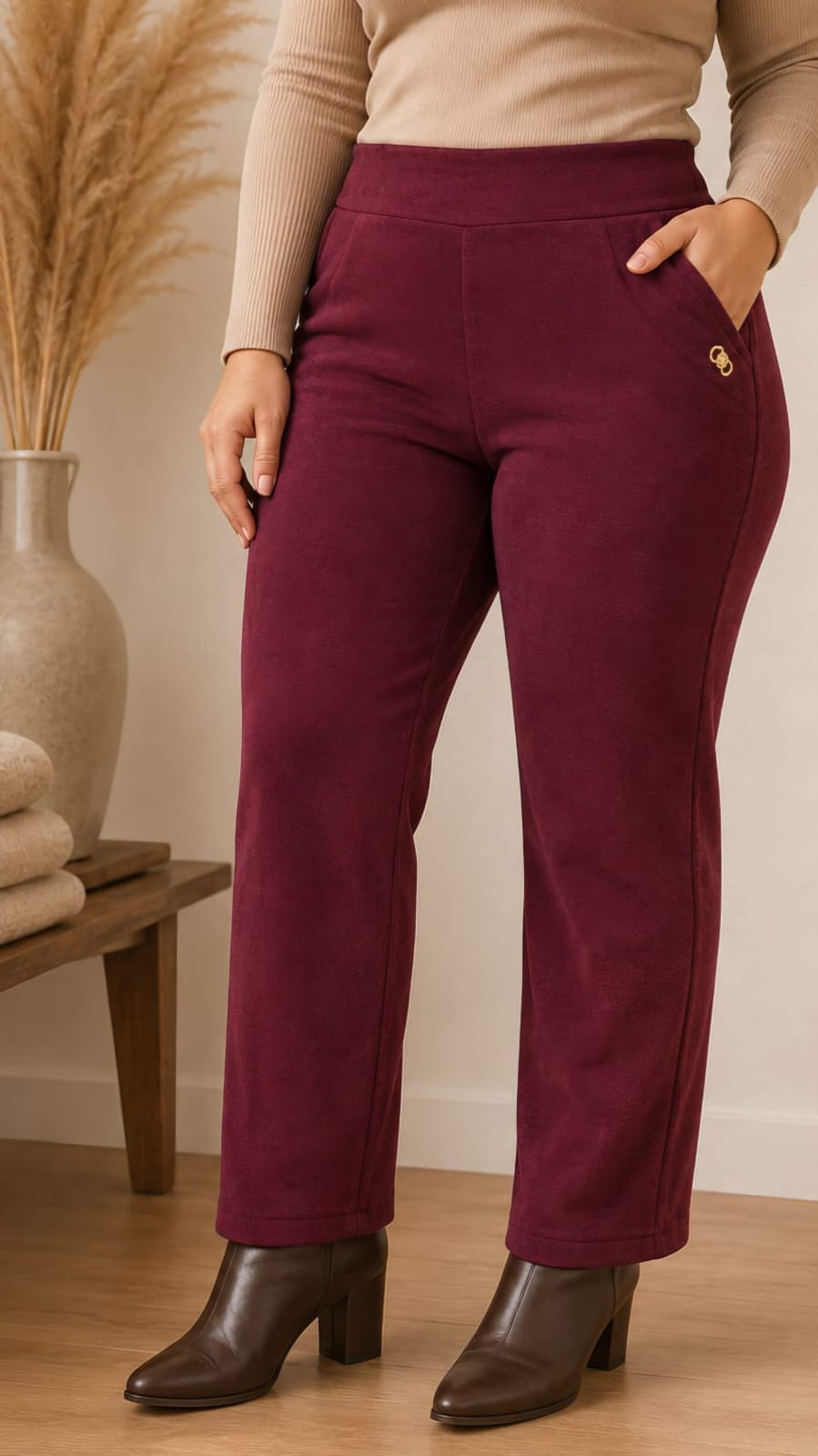 Pantalón semi recto afelpado