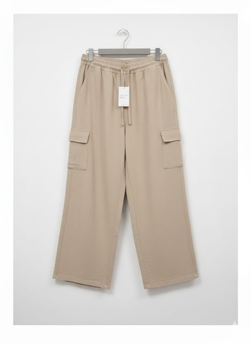 Pantalón Cargo Lino–Rayón – Beige - Talle M