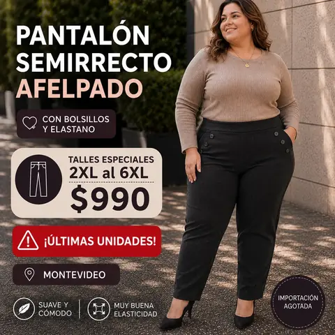 Pantalón semirecto con felpa talles especiales