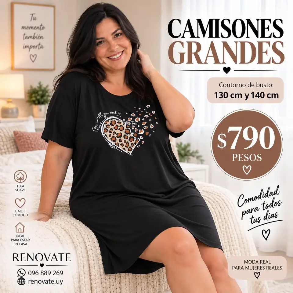 Camisones talle 130 cm contorno, diseño corazón corazón animal print negro