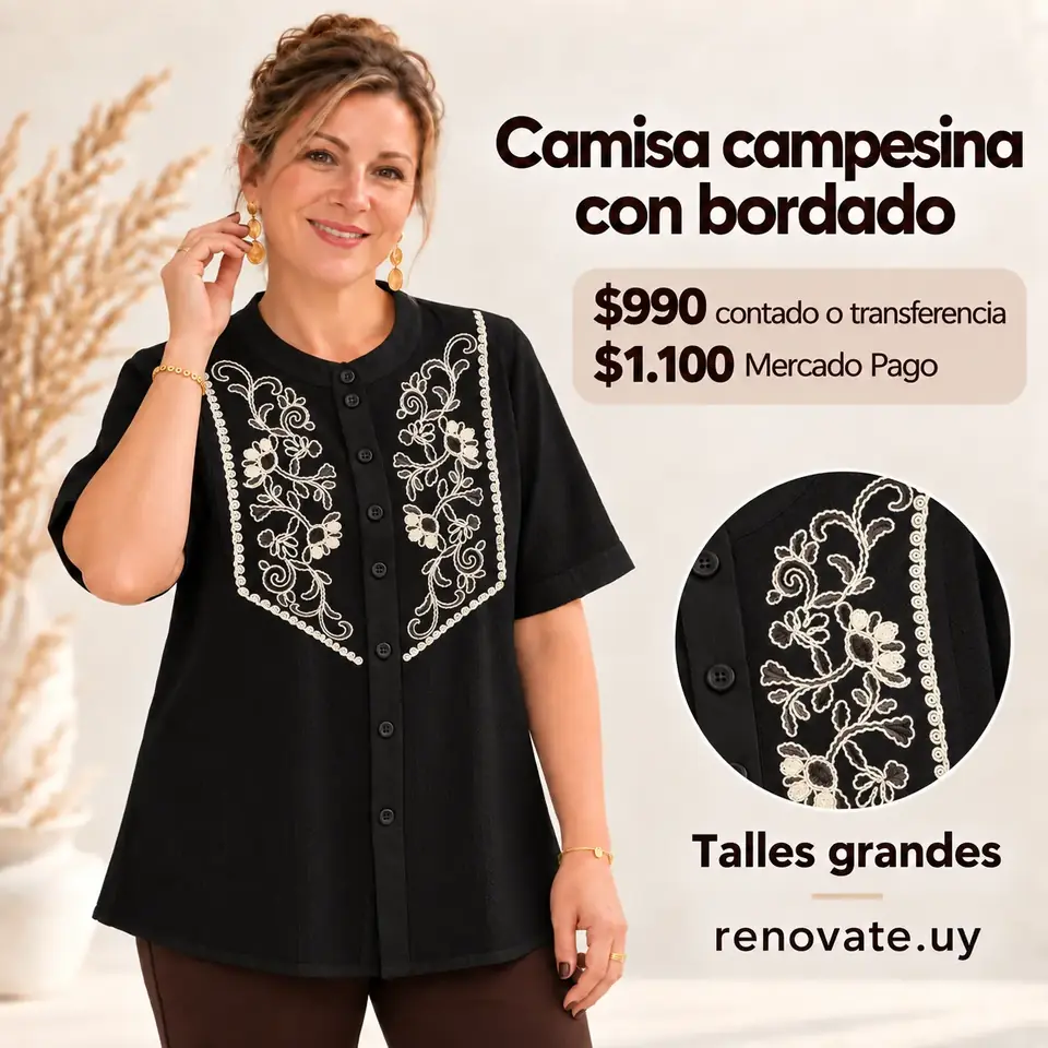 Camisa campesina con bordado 4XL (por etiqueta)