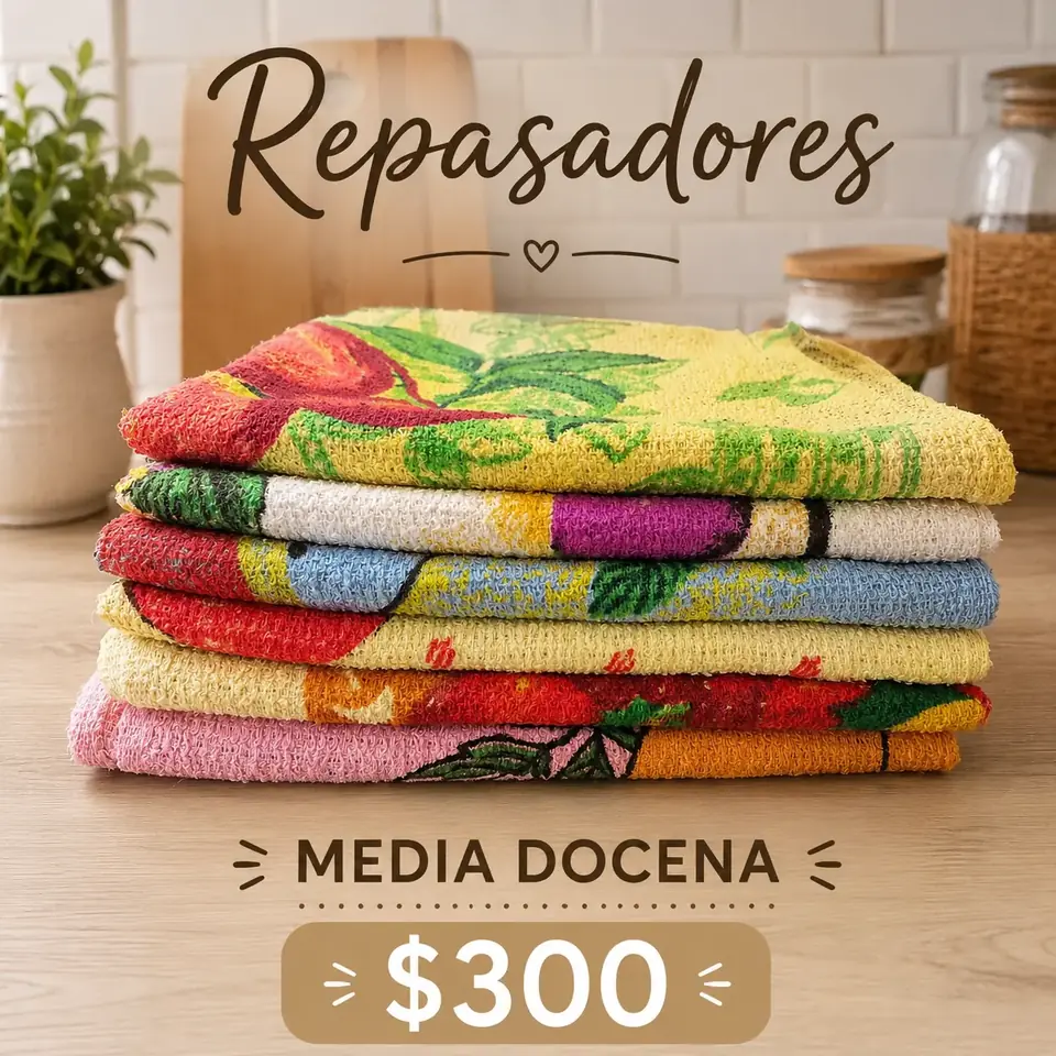 Media docena repasadores tela toalla