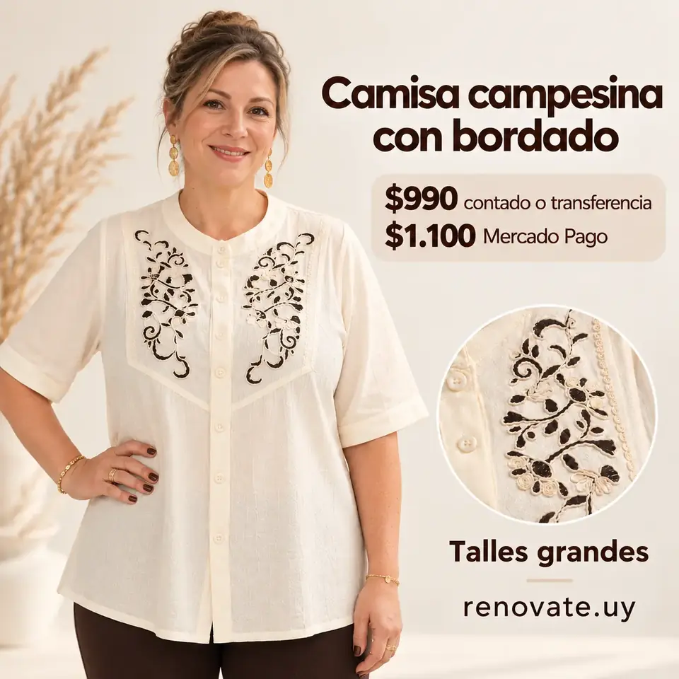 Camisa campesina con bordado 3XL (por etiqueta)