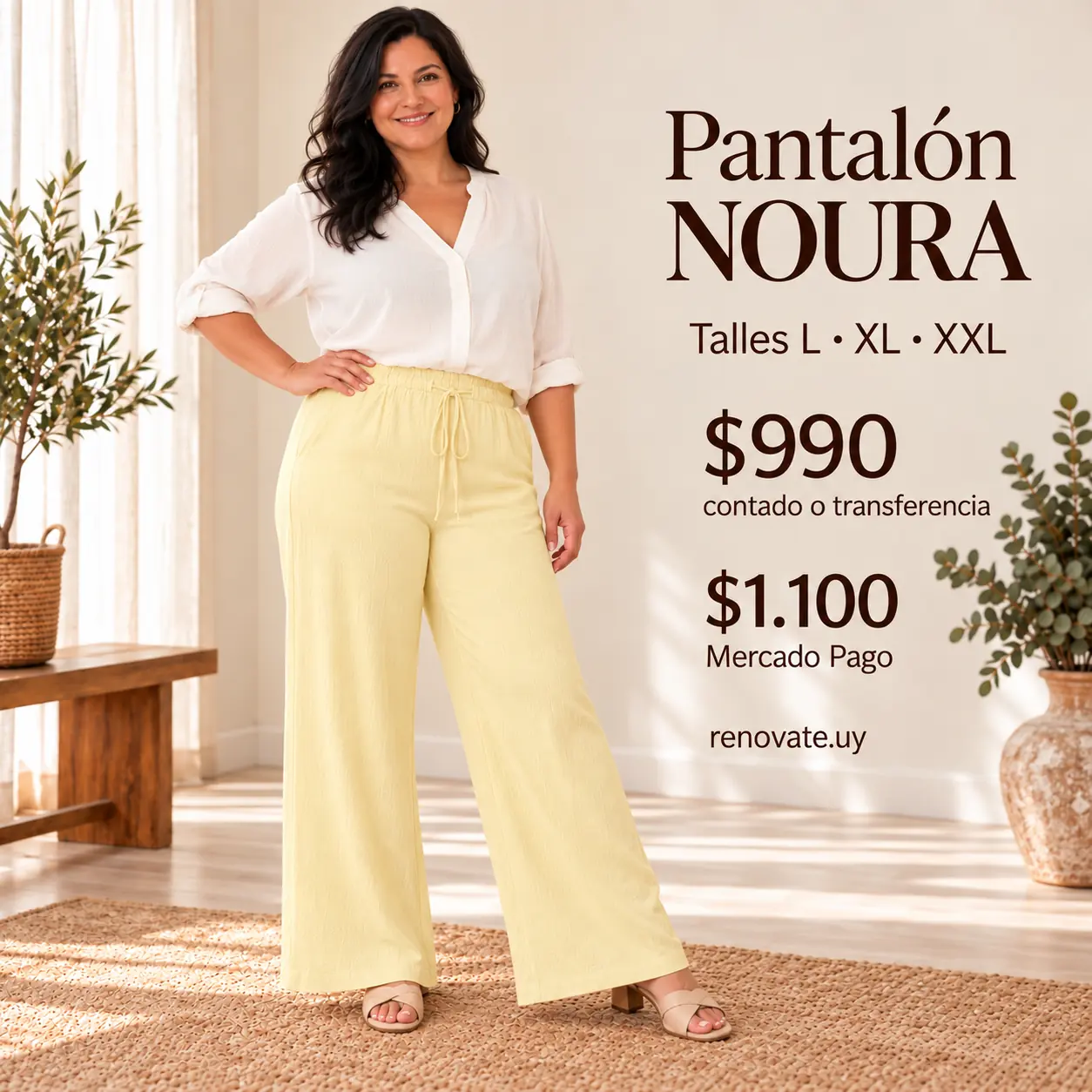 Pantalón Noura Talle XXL amarillo suave