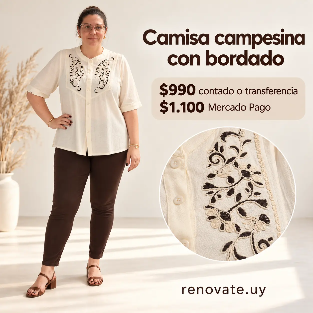 Camisa campesina con bordado 5XL (por etiqueta)