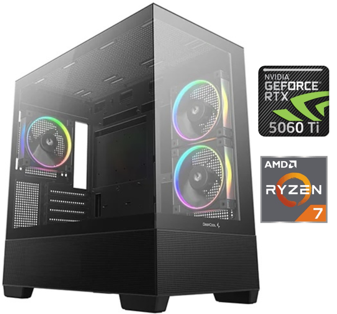 Equipo Gamer Ryzen 7 8700F, 32GB, 1TB, RTX 5060Ti 8GB