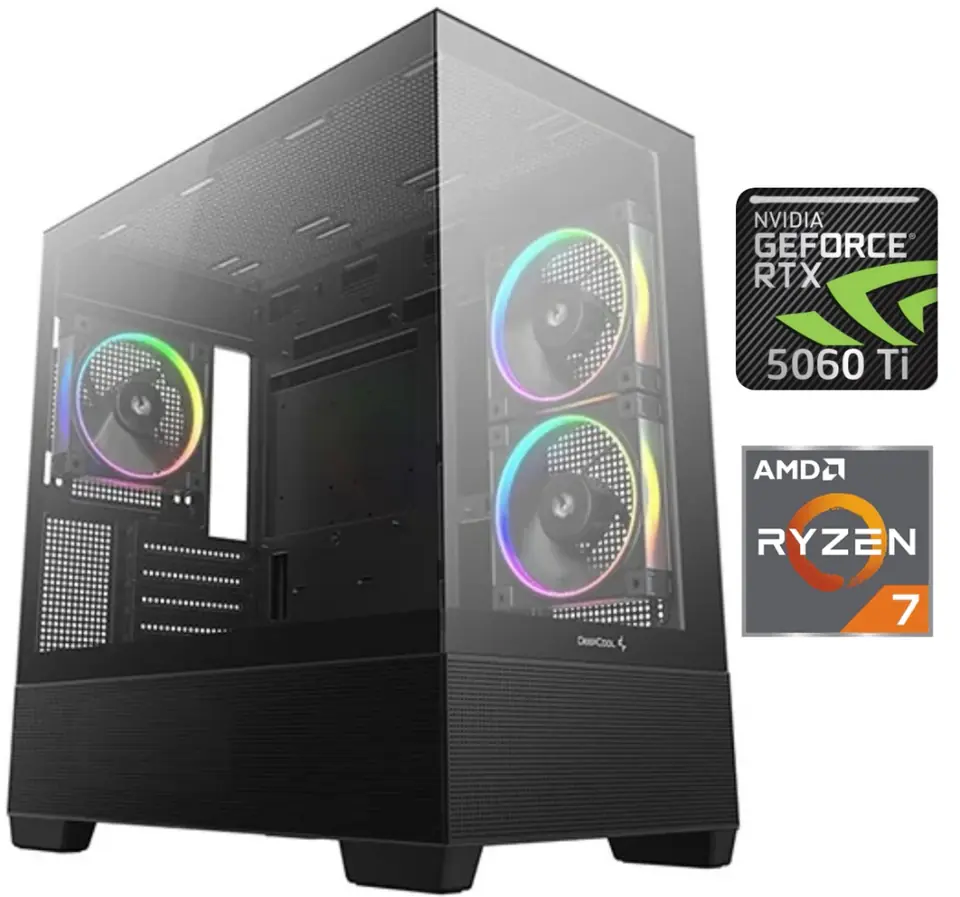 Equipo Gamer Ryzen 7 8700F, 32GB, 1TB, RTX 5060Ti 8GB