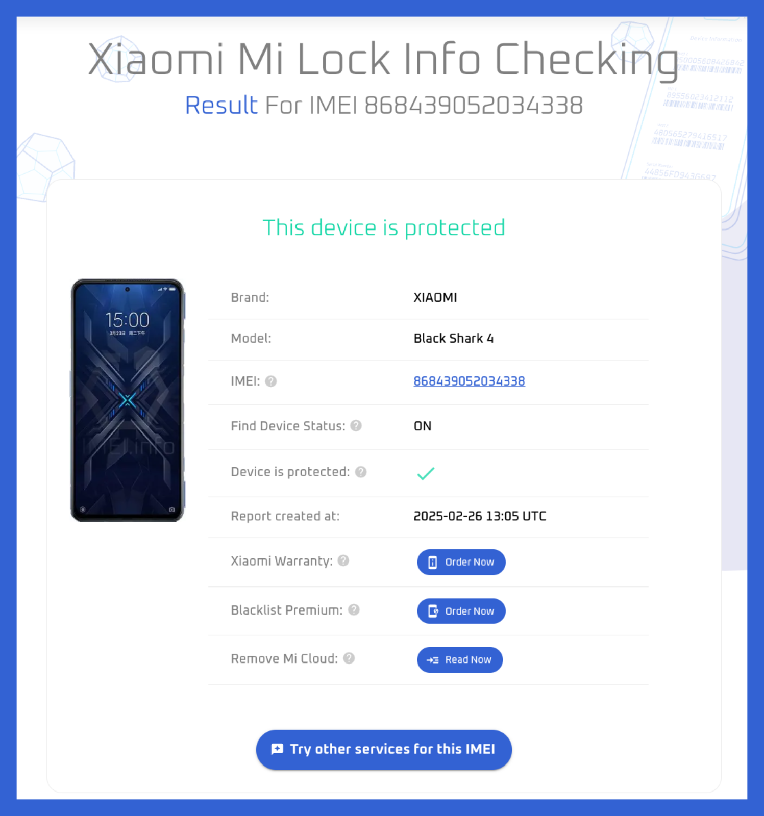 INFORMACIÓN DE XIAOMI: ESTATUS DE GARANTÍA, PAÍS DE ACTIVACIÓN, PAÍS DE COMPRA.