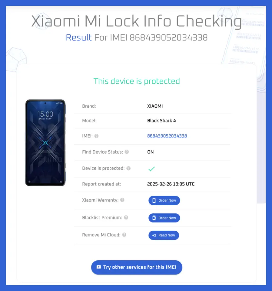 INFORMACIÓN DE XIAOMI: ESTATUS DE GARANTÍA, PAÍS DE ACTIVACIÓN, PAÍS DE COMPRA.