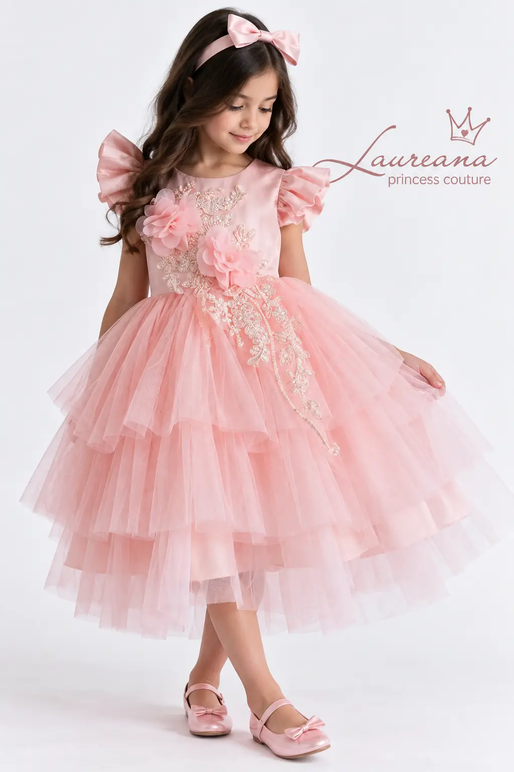 Vestido de Fiesta Niña con bordado 6 a 7 años