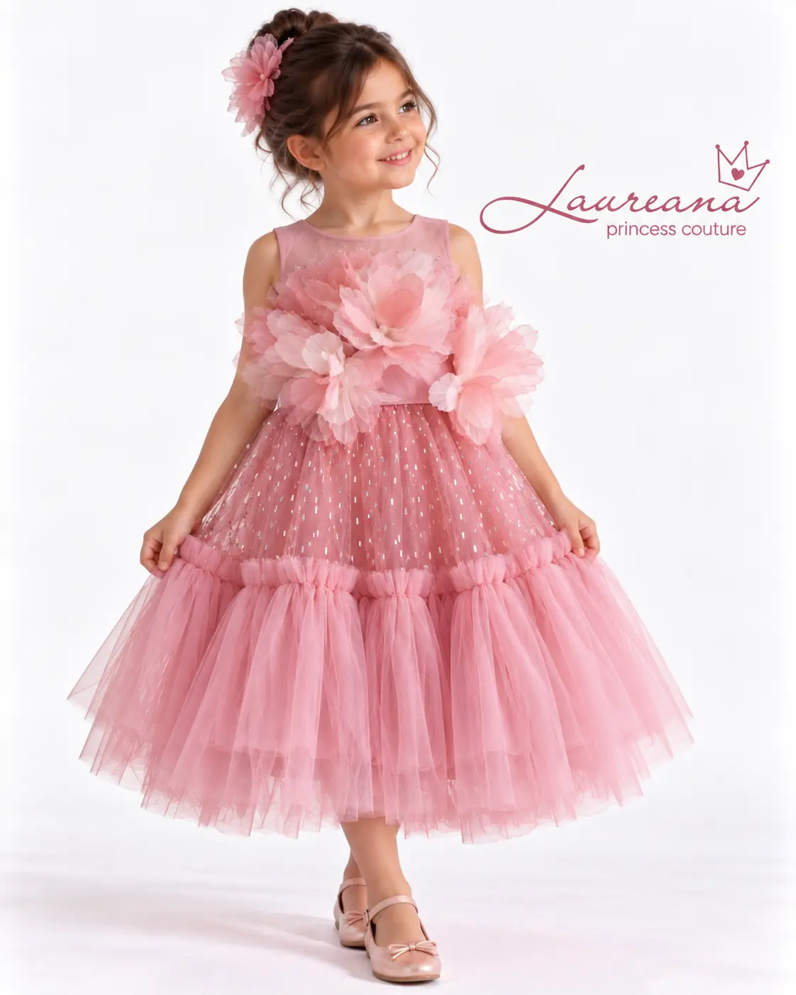 Vestido de Fiesta Flores 3D 7 a 8 años