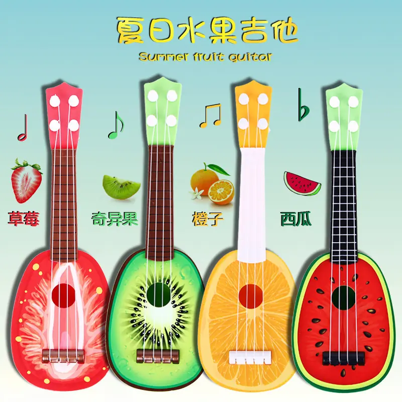 Instrumento musical guitarra para niños diseño frutas.