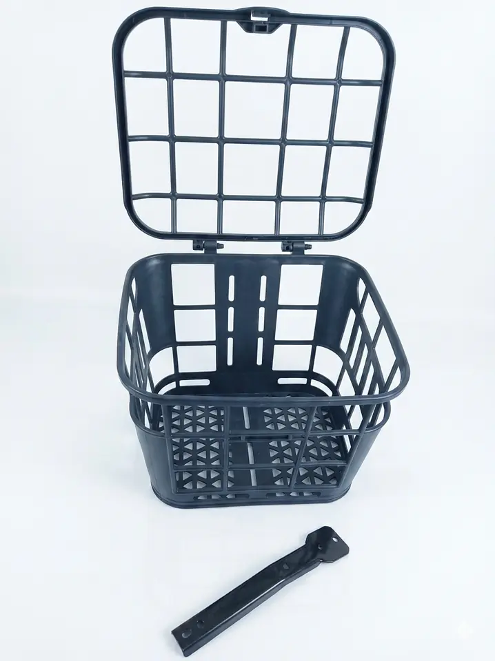 Canasta Delantera de Plástico Reforzado con Tapa para Bicicleta Eléctrica