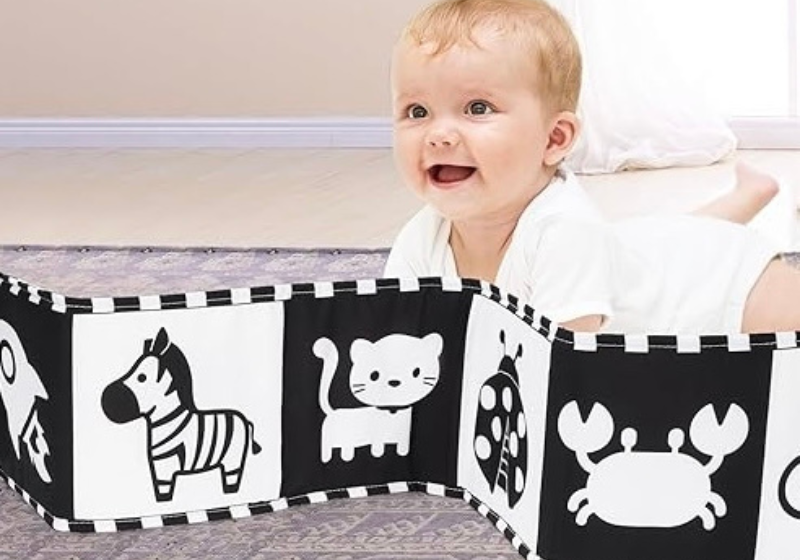Libro textil para bebé - ALTO CONTRASTE  ByN
