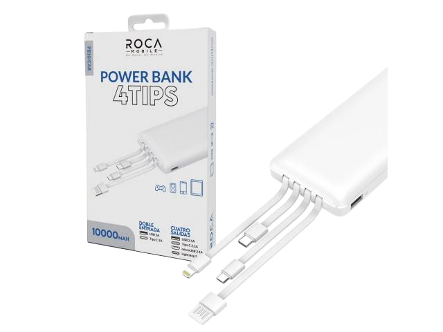 Power Bank ROCA PB10/CAB 10.000mAh Cables Incorporados