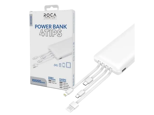 Power Bank ROCA PB10/CAB 10.000mAh Cables Incorporados
