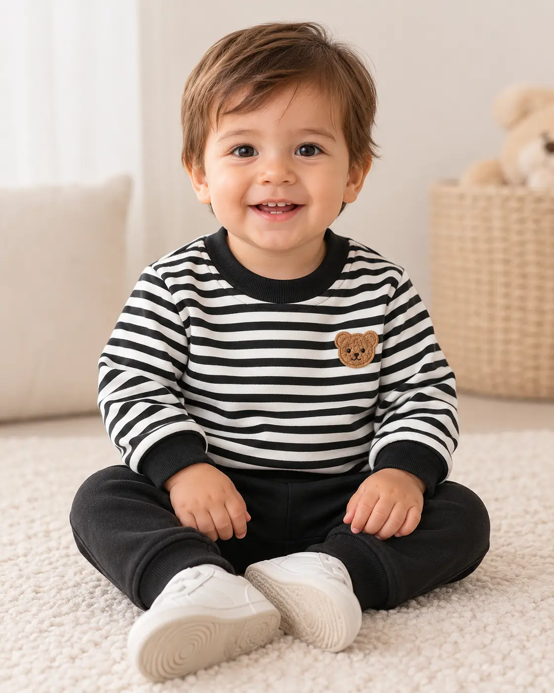 Buzo Teddy Rayado - Talle 12/18M