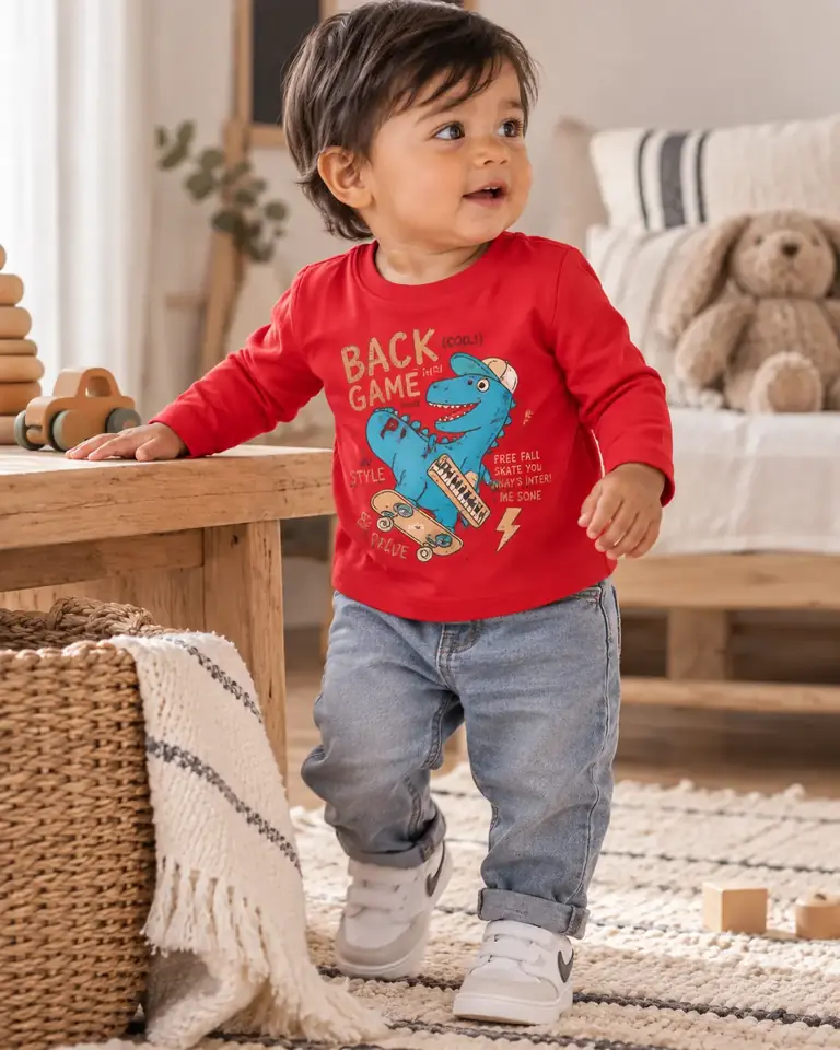 Remera manga larga - Talles 6/9M, 9/12M, 12/18M y 18/24M.