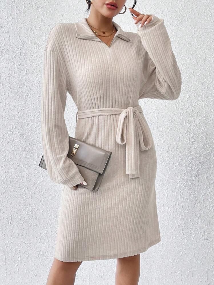 Vestido canale crema con cinto