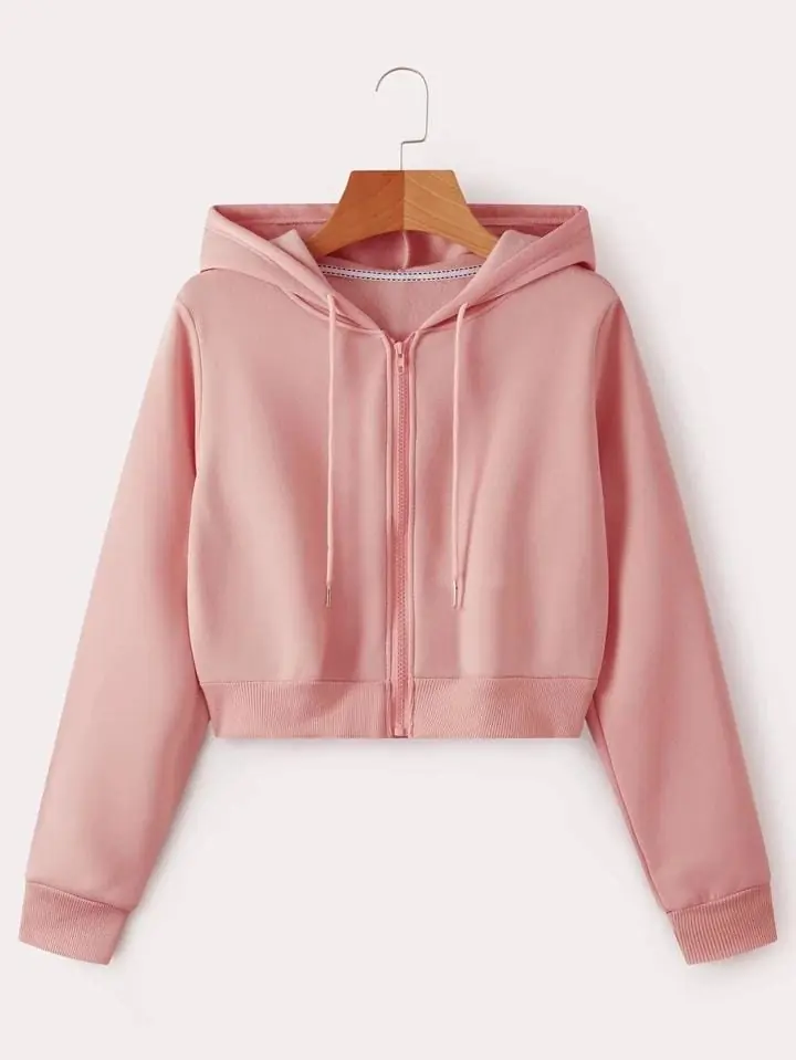 Campera rosa salmon crop top