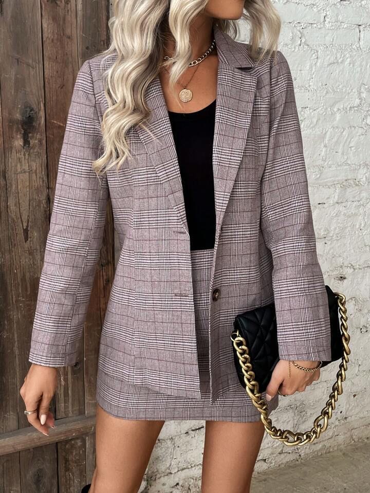 Conjunto blazer y falda cuadrille