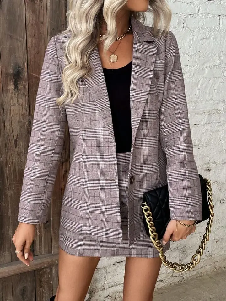 Conjunto blazer y falda cuadrille