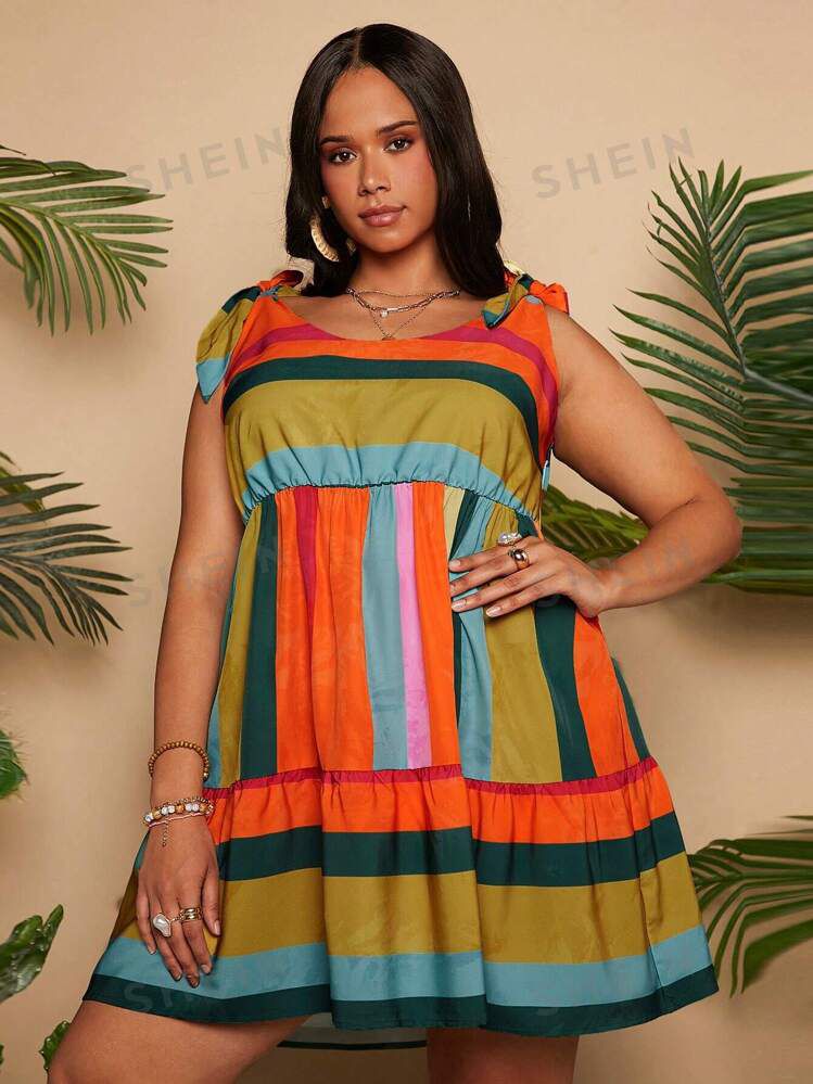 Vestido corto lineas de colores claros
